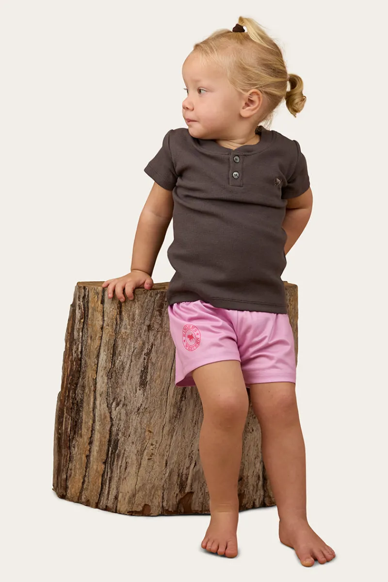 Outlet Ringers Western Casey Kids Rib Henley Top - Charcoal