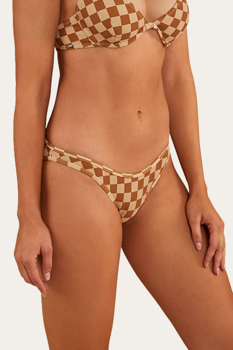 Discount Ringers Western Checkers Womens Hi Cut Bikini Bottom - Toffee