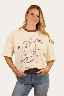 Best Ringers Western Cody Womens Oversized T-Shirt - Bone
