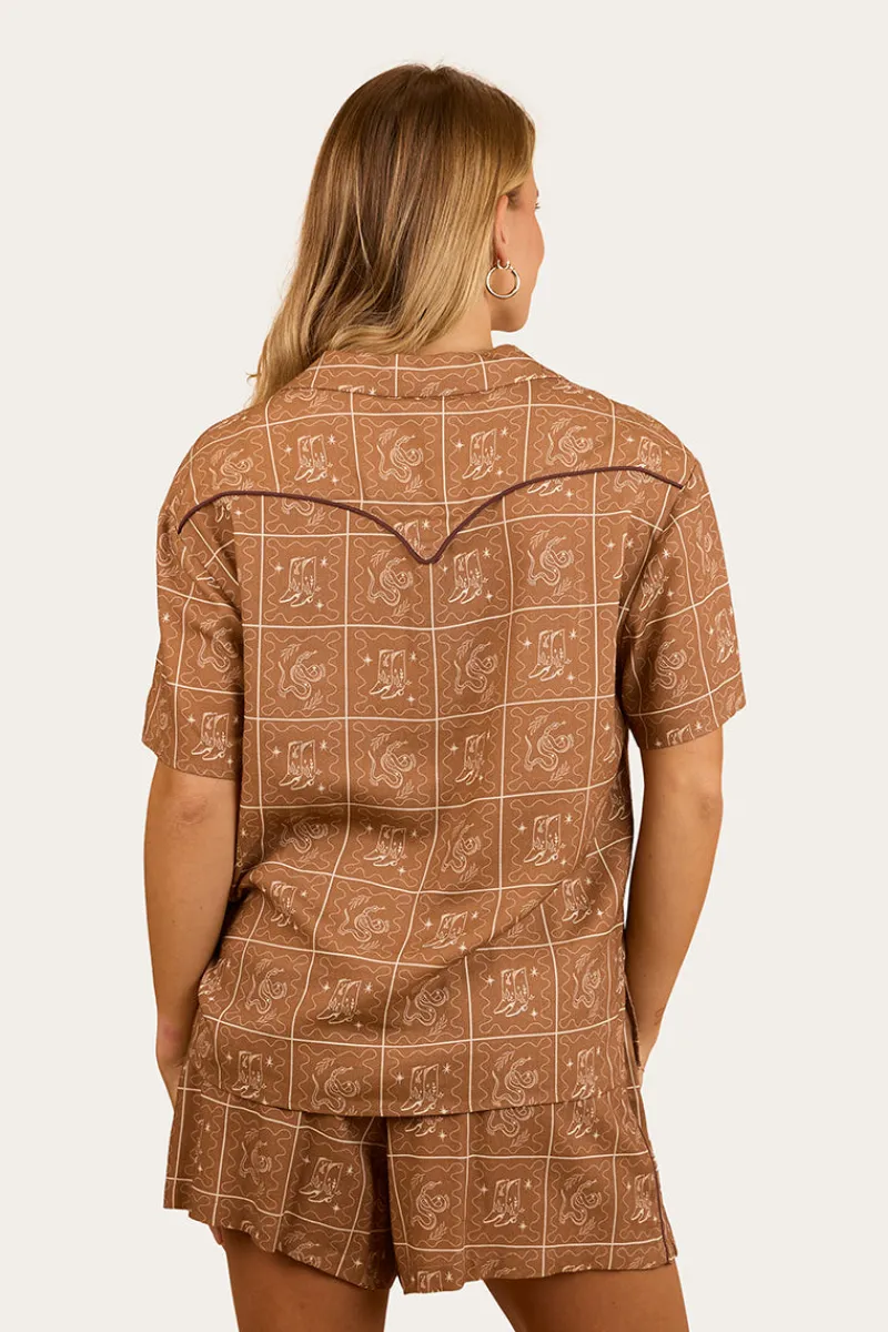 Hot Ringers Western Cody Womens Shirt - Almond