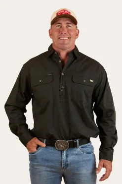 Clearance Ringers Western Condor Mens Half Button Work Shirt - Charcoal