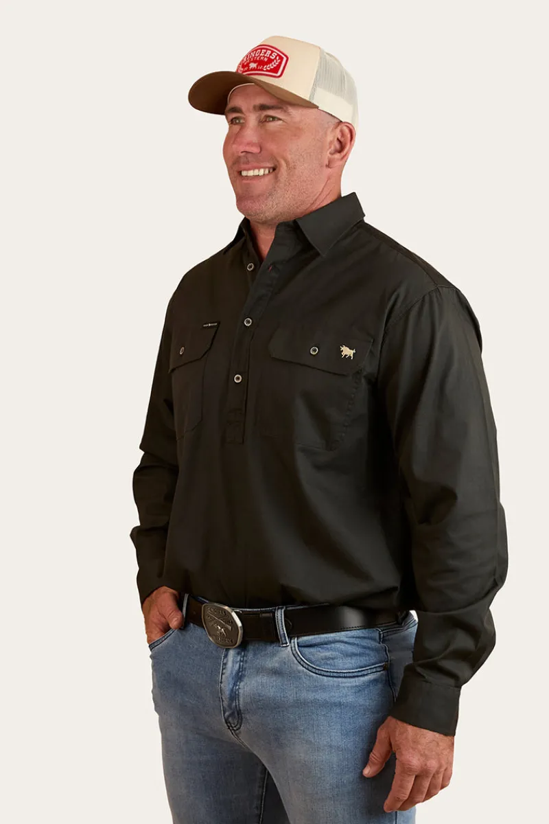 Clearance Ringers Western Condor Mens Half Button Work Shirt - Charcoal