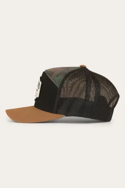Clearance Ringers Western Country Club 7 Panel Cap - Black / Camo