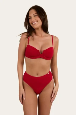 Discount Ringers Western Country Sunset Textured Underwire Bikini Top - Red