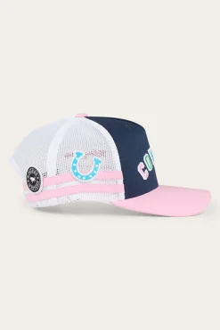 New Ringers Western Cowgirl Kids Trucker Cap - Navy/Pastel Pink