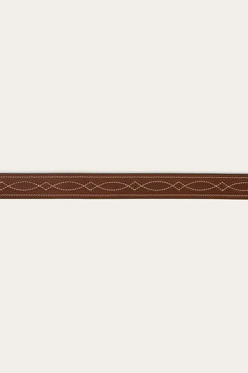 Ringers Western Crossover Belt - Brown / Brass