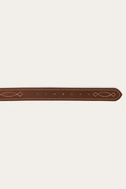 Ringers Western Crossover Belt - Brown / Brass