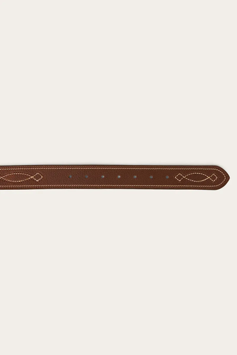 Ringers Western Crossover Belt - Brown / Brass