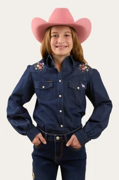 Best Ringers Western Dahlia Kids Denim Western Shirt - Classic Blue