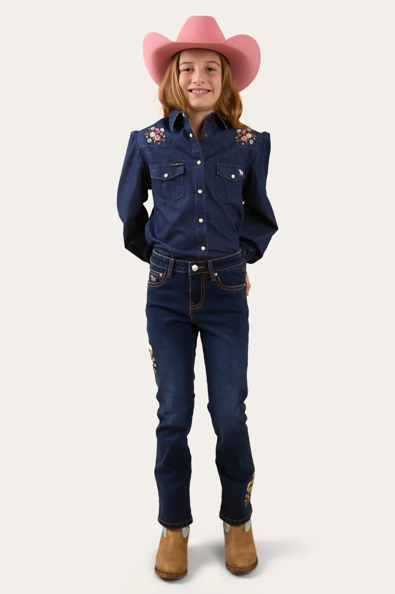 Best Ringers Western Dahlia Kids Denim Western Shirt - Classic Blue