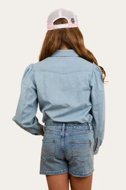 Clearance Ringers Western Dahlia Kids Denim Western Shirt - Light Blue