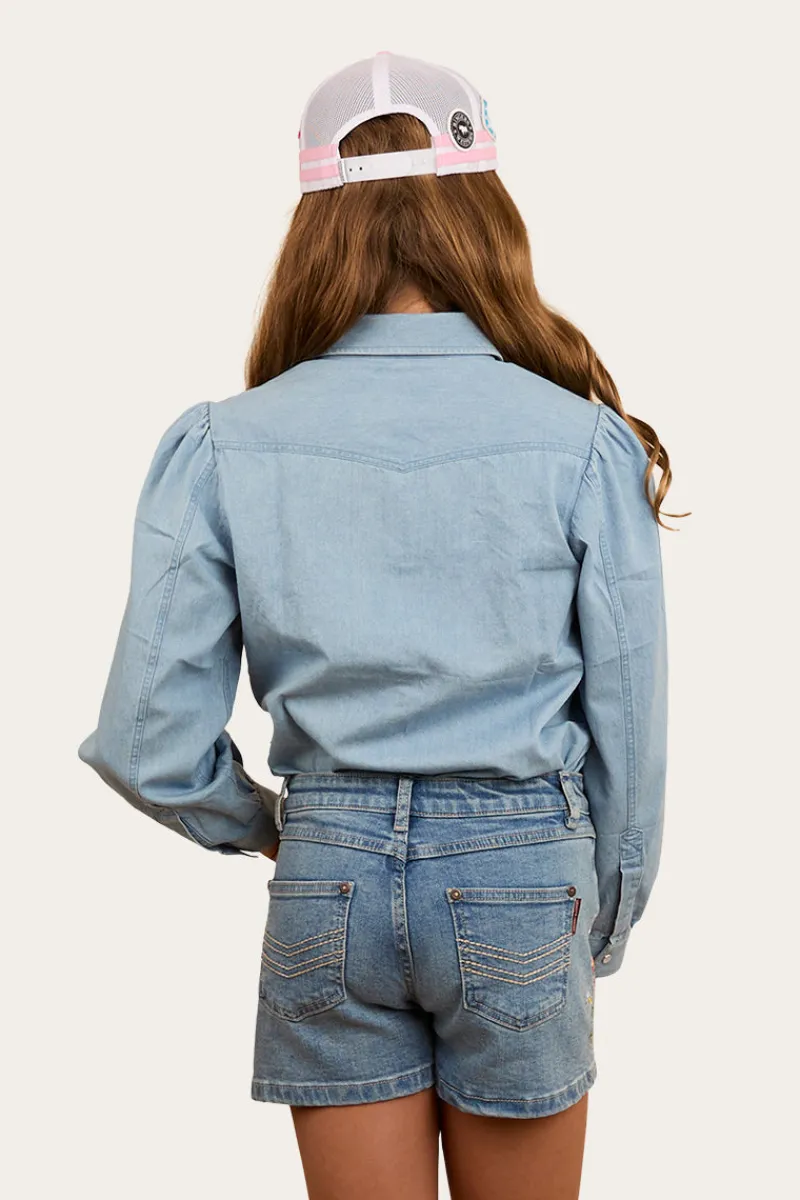 Clearance Ringers Western Dahlia Kids Denim Western Shirt - Light Blue