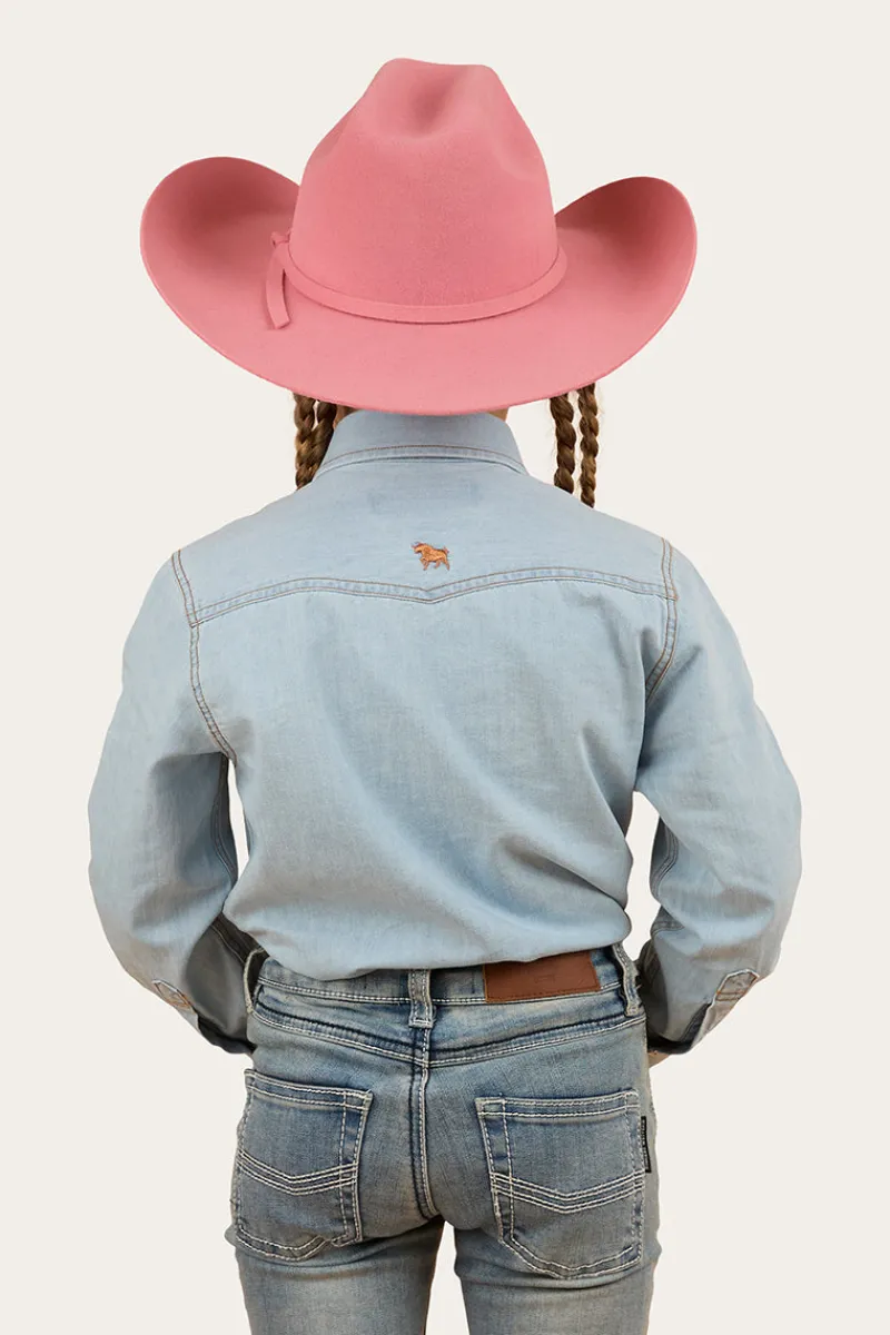 Best Ringers Western Darby Kids Denim Western Shirt - Vintage Light Blue