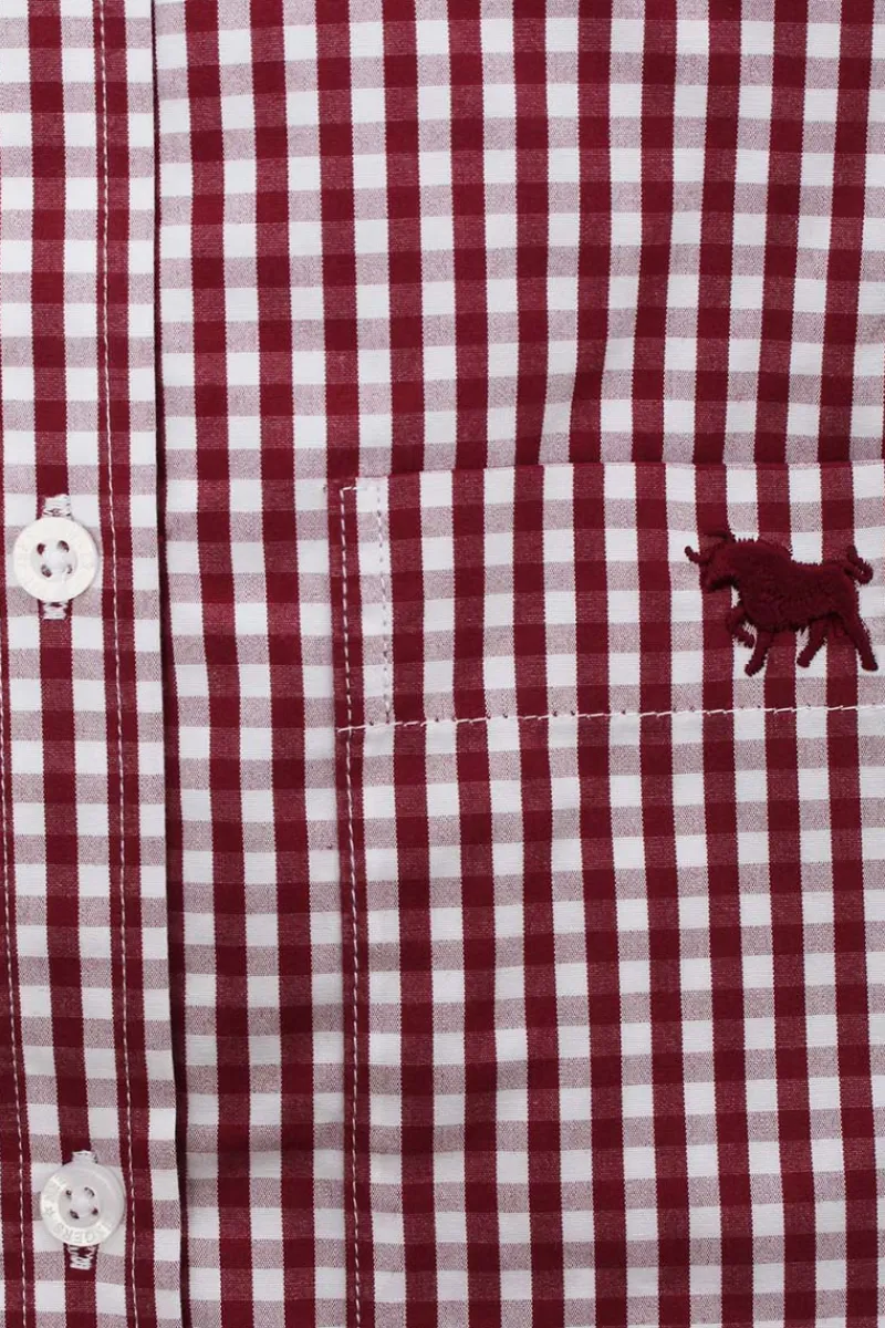 Clearance Ringers Western Davidson Womens Gingham Dress Shirt - Burgundy