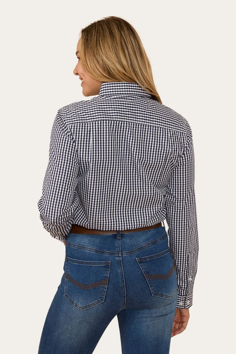 Clearance Ringers Western Davidson Womens Gingham Dress Shirt - Navy