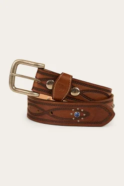 Ringers Western Diamond T Belt - Tan / Silver