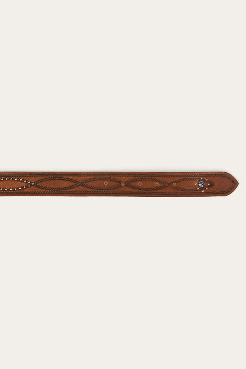 Ringers Western Diamond T Belt - Tan / Silver