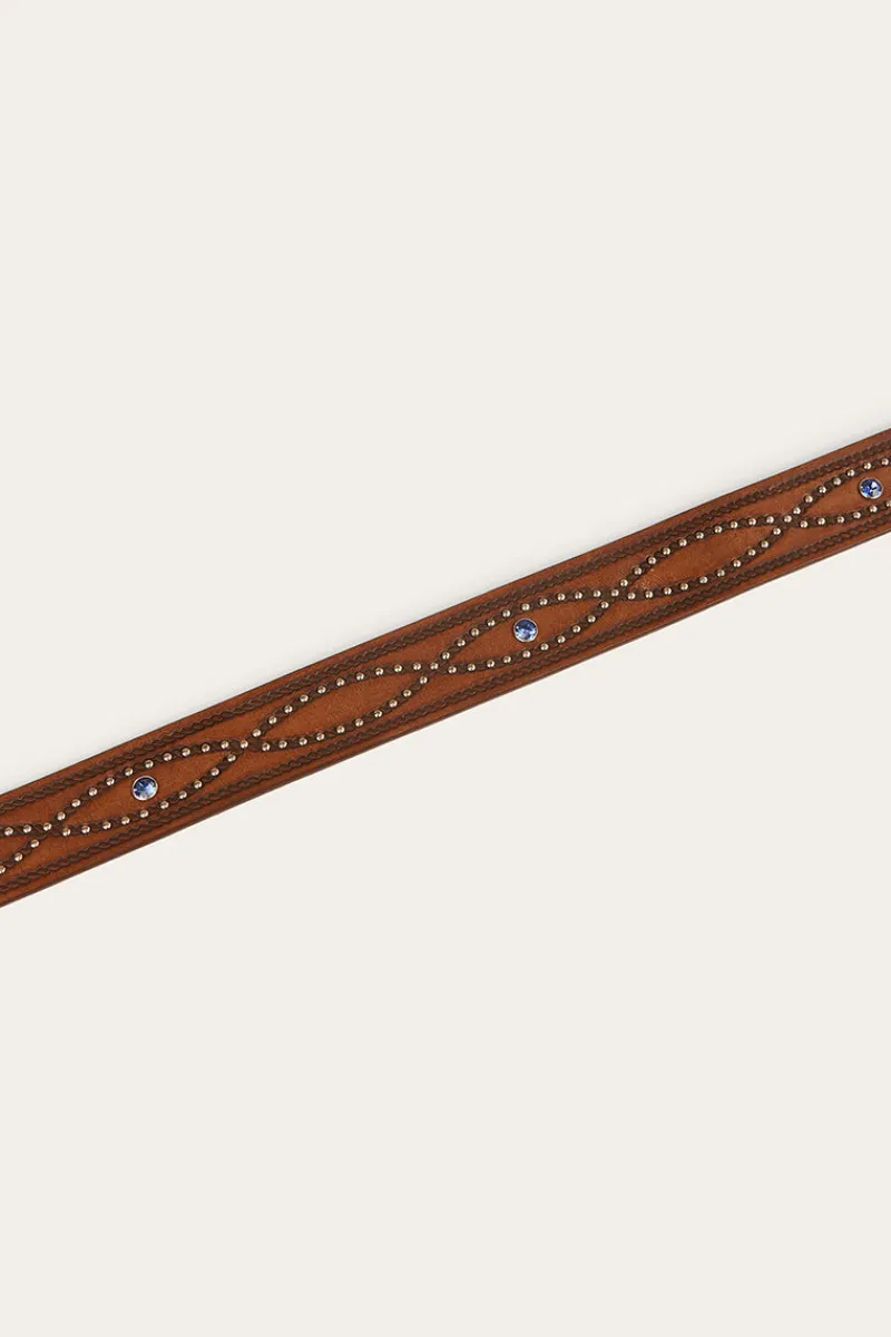 Ringers Western Diamond T Belt - Tan / Silver