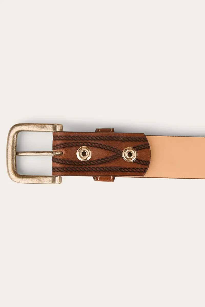 Ringers Western Diamond T Belt - Tan / Silver