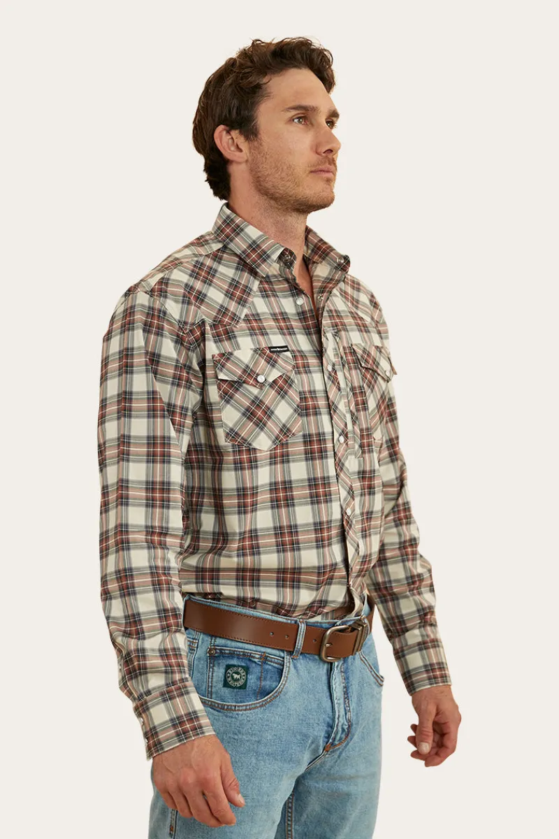New Ringers Western Dillinger Mens Western Shirt - Dark Sand