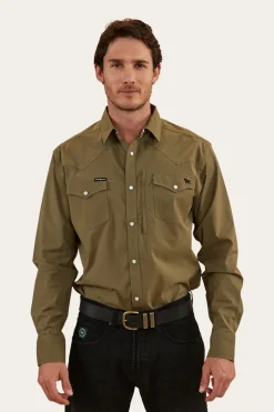 Clearance Ringers Western Dillinger Mens Western Shirt - Military Green
