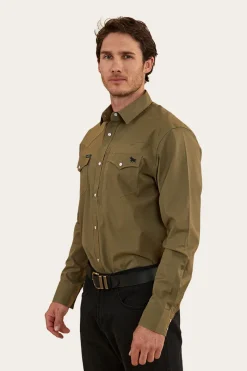 Clearance Ringers Western Dillinger Mens Western Shirt - Military Green
