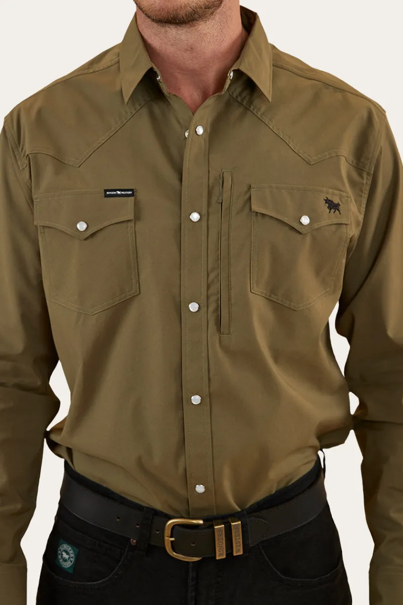 Clearance Ringers Western Dillinger Mens Western Shirt - Military Green