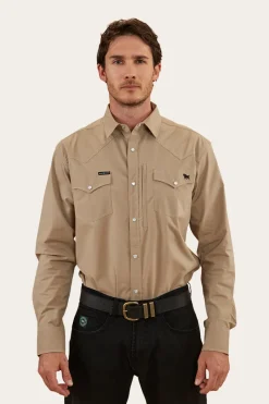 New Ringers Western Dillinger Mens Western Shirt - Desert Sand