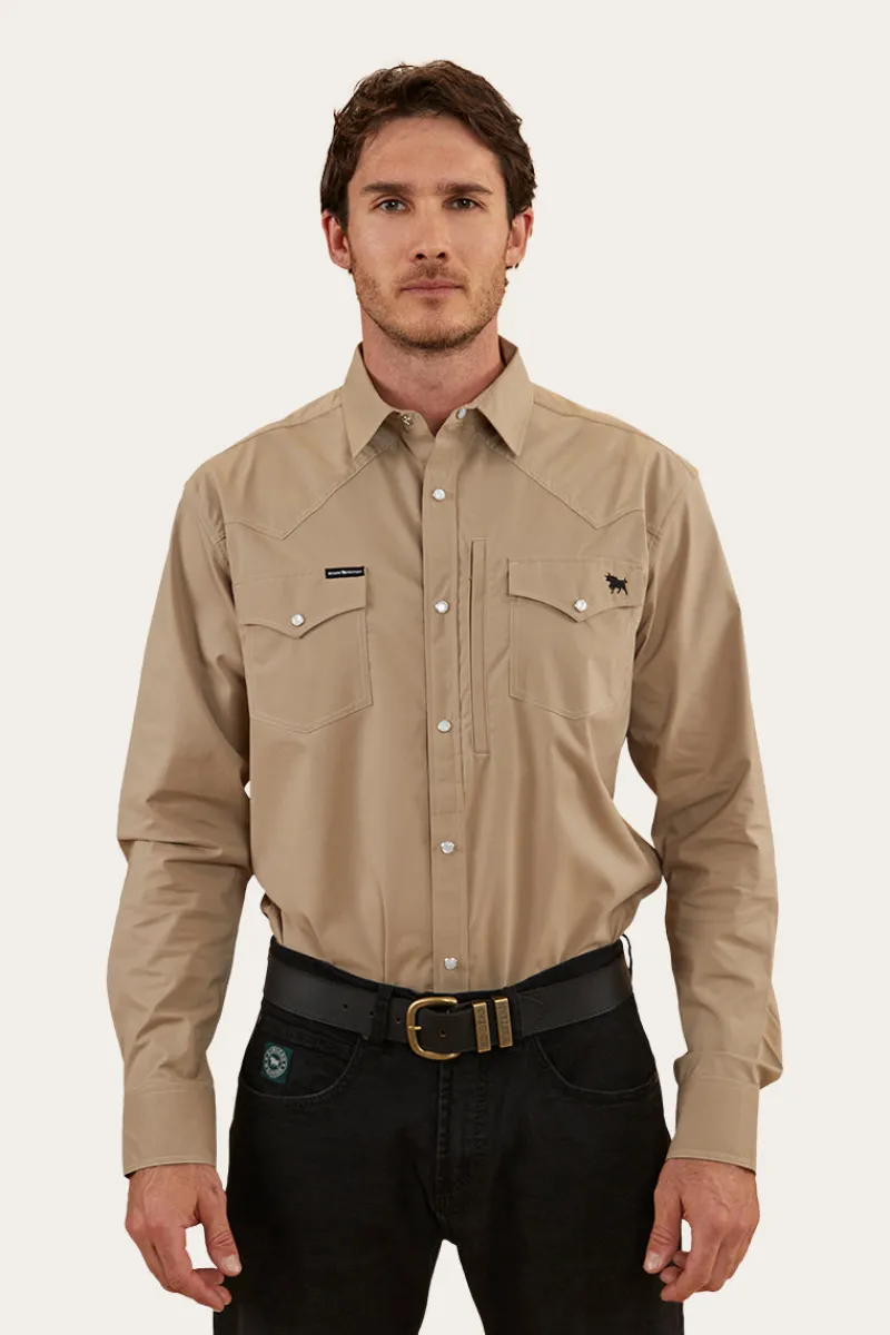 New Ringers Western Dillinger Mens Western Shirt - Desert Sand