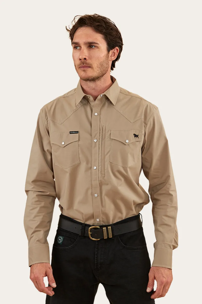 New Ringers Western Dillinger Mens Western Shirt - Desert Sand