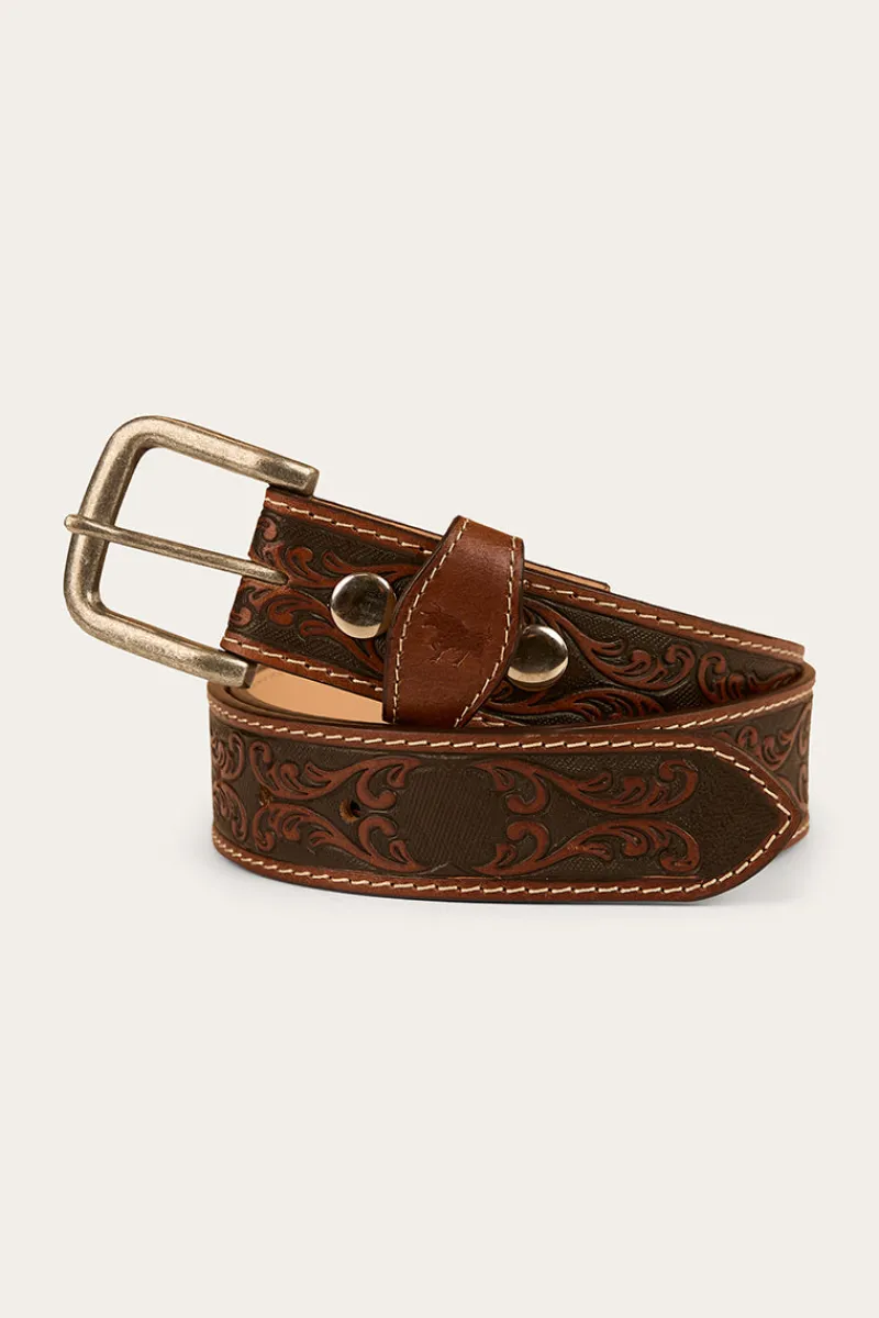 Ringers Western Eldorado Belt - Brown / Silver