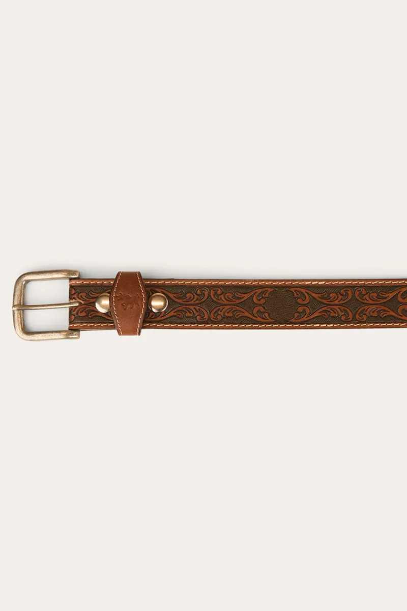 Ringers Western Eldorado Belt - Brown / Silver