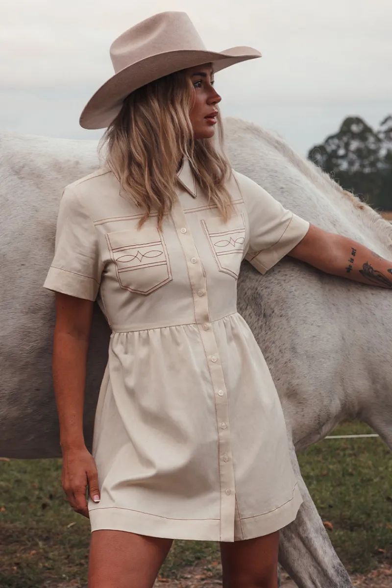 Online Ringers Western Eloise Womens Shirt Dress - Off White