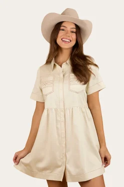 Online Ringers Western Eloise Womens Shirt Dress - Off White
