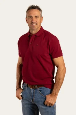 Outlet Ringers Western Essential Mens Polo - Burgundy