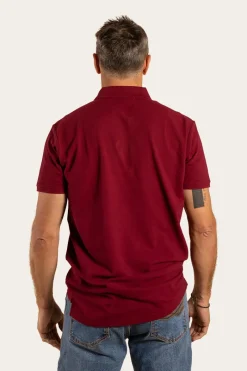 Outlet Ringers Western Essential Mens Polo - Burgundy