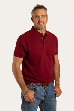 Outlet Ringers Western Essential Mens Polo - Burgundy