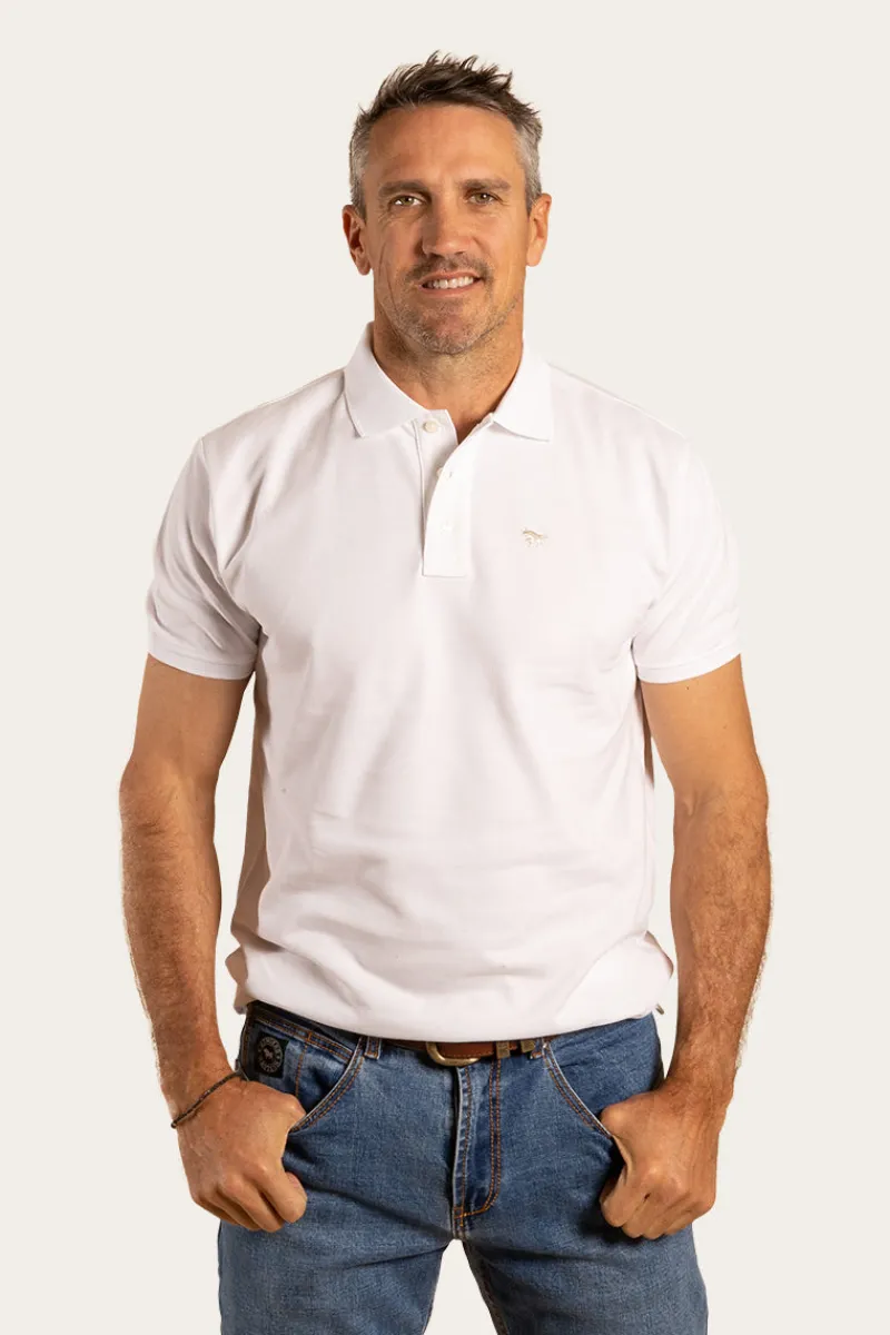 Hot Ringers Western Essential Mens Polo - White