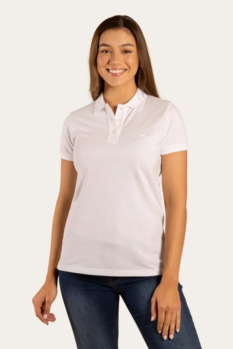 Hot Ringers Western Essential Womens Polo - White