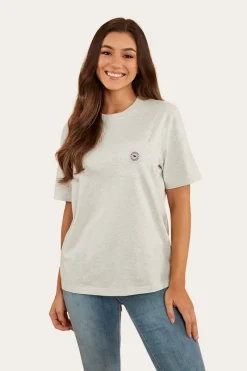Outlet Ringers Western Esther Womens Loose Fit T-Shirt - Light Grey Marle