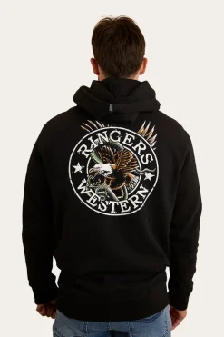 Clearance Ringers Western Eyrie Mens Pullover Hoodie - Black