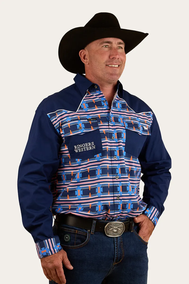 Online Ringers Western Friday Night Mens Limited Edition Work Shirt - Navy