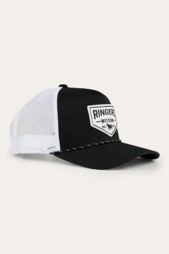 Sale Ringers Western Garage Trucker Cap - Black with White Print