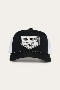 Sale Ringers Western Garage Trucker Cap - Black with White Print