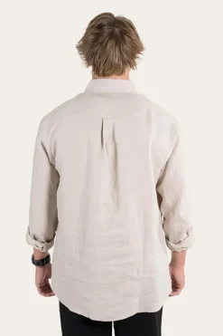 Online Ringers Western Glenmorgan Mens Relaxed Linen Dress Shirt - Stone