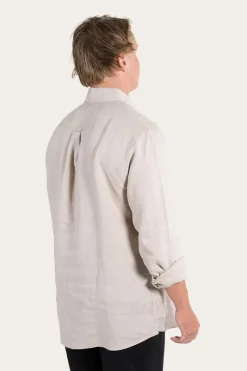 Online Ringers Western Glenmorgan Mens Relaxed Linen Dress Shirt - Stone