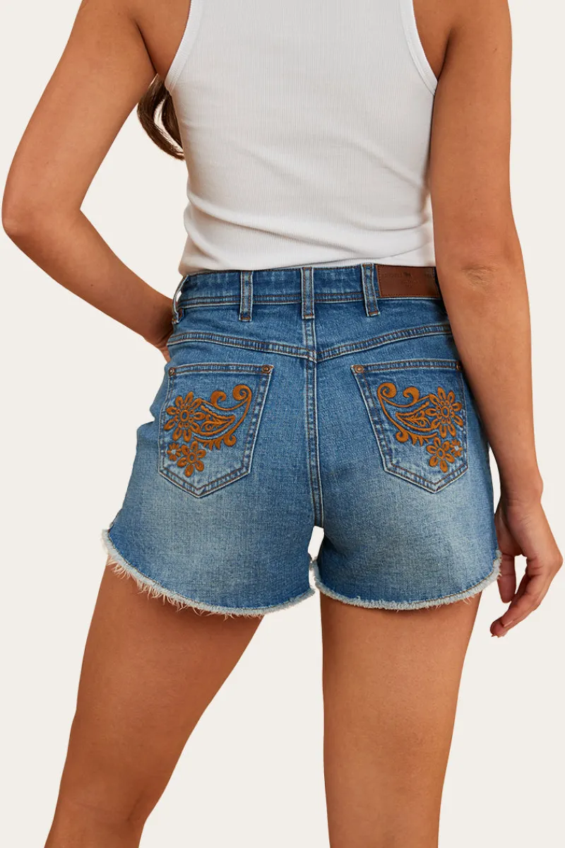 Ringers Western Gracie Womens Denim Short - Mid Wash Blue