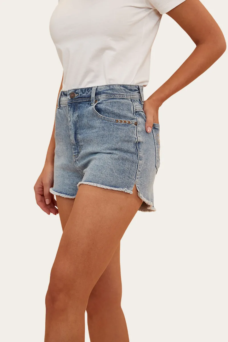 Clearance Ringers Western Gracie Womens Denim Short - Light Wash Blue
