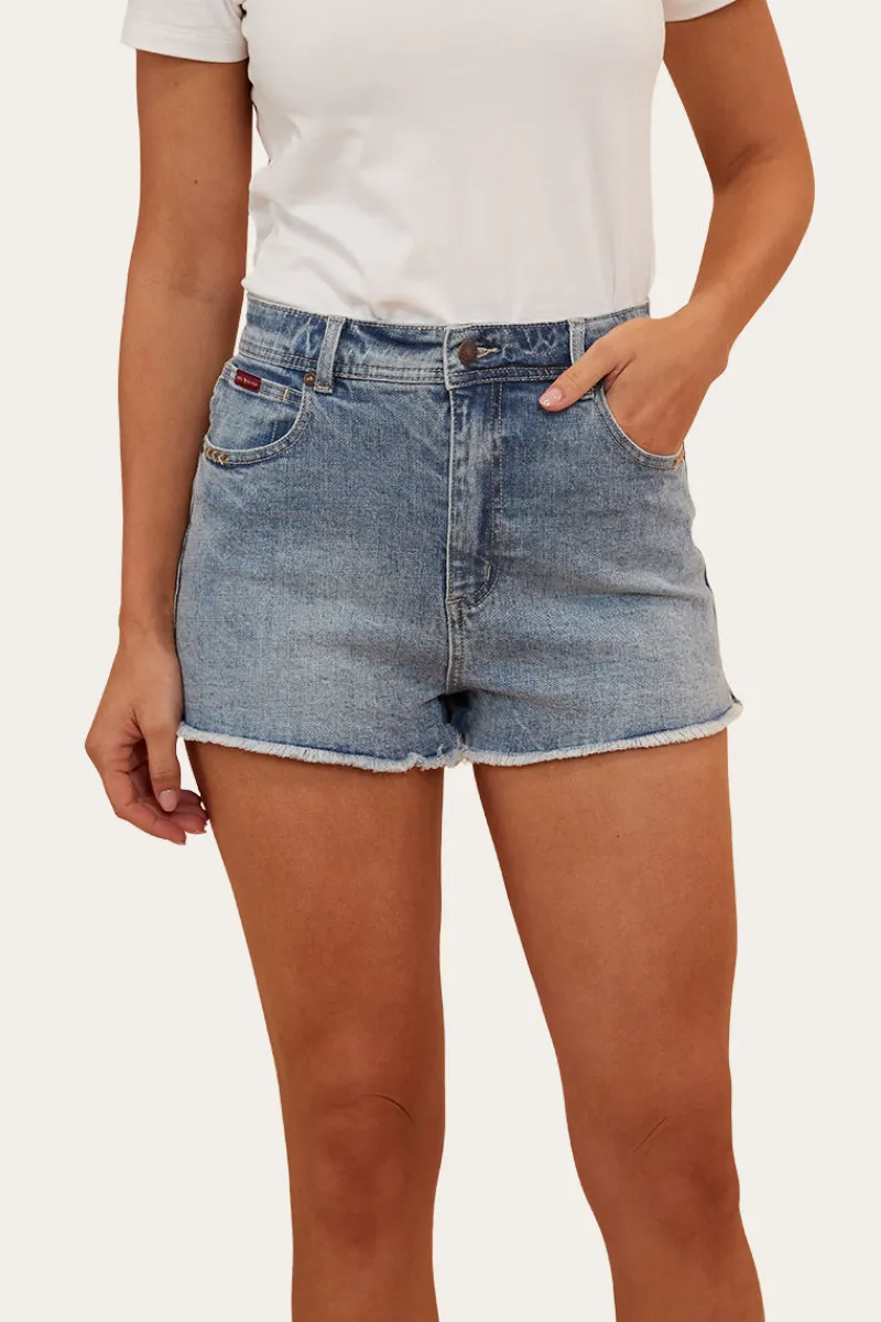 Clearance Ringers Western Gracie Womens Denim Short - Light Wash Blue