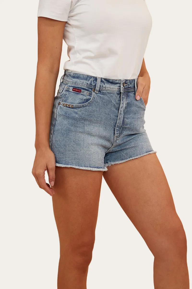 Clearance Ringers Western Gracie Womens Denim Short - Light Wash Blue